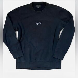 Obey Black Crewneck Sweatshirt with White Logo